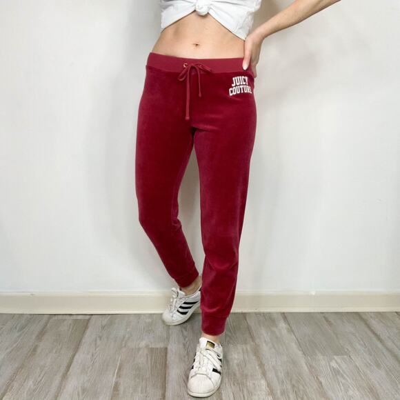 JUICY COUTURE y2k 90s velour track suit sweatpants maroon berry 2829 - Picture 11 of 11